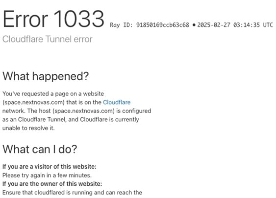 Error 1033 Cloudflare Tunnel error home assistant